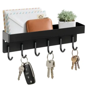 Wall Mount Magnetic Adhesive Key Holder Rack with Shelf, 2 Installation Ways