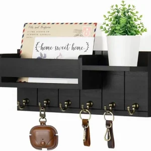 Wall Mounted Key Holder Hooks Keyrings Organiser Rack Shelf Letter Mail Hanger