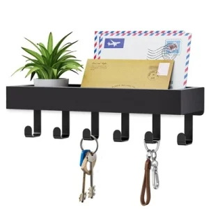 Wall Mount Magnetic Adhesive Key Holder Rack with Shelf, 2 Installation Ways